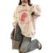 Round Neck Heavyweight American Style Fleece Lined Thickened Sweatshirt For Women, Autumn And Winter, Hong Kong Style Trendy Loose Loose Couple Outfit, Men's Long Sleeved Top_ecoleips.com