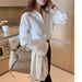Women's White Korean Style Shirt Plus Size Loose Professional Suit Chiffon Base Layer Casual Spring Summer Blouse_ecoleips.com