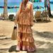 Women's Clothing Autumn Fashion Print Holiday Beach Mid Length Dress_ecoleips.com