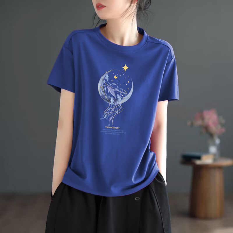 Summer Casual Plus-Size Loose Short-Sleeved T-Shirt, Mom's Wear Plus-Size Women's Wear Versatile Base Layer Top_ecoleips.com