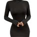 Aria Basics Aria Basics 2024 European And American Cross-Border Black Brushed High Neck Slim Fit Long Sleeve Commuter Evening Versatile Sequin_ecoleips.com