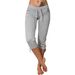 Women's Mid-Waist Drawstring Jogger Pants Casual Spring/Summer Fashion with Pockets Cropped Trousers European American Style_ecoleips.com