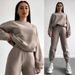 New European And American Fashion Suit Women's Long-sleeved Loose Crew Neck Sweater Casual Sports Trousers_ecoleips.com