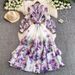 French-Inspired Floral Print Wrap Dress - Elegant Lantern Sleeve Maxi Dress For Women (S-XXL)_ecoleips.com