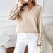 2025 New European And American Solid Color Half-Open Collar Lace Trim Loose Fashionable Long-Sleeve_ecoleips.com