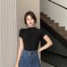 Pure Desire Wind Semi-turtleneck Short-sleeved T-shirt Women's 2025 Summer Slim-fitting And Thin Bottoming Shirt With Top Inside_ecoleips.com
