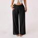 Women's mid Waist Wide Leg Pants Spring 2026 Casual Commuter Cotton Linen Solid Color Long Pants with Pockets_ecoleips.com