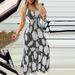 Women's fashion halter high waist printed long skirt sexy dress_ecoleips.com