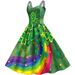New Foreign Trade Irish Festival Clothing, Three-leaf Digital Print Dress, St. Patrick's Day Suspender Dress For Women_ecoleips.com