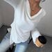 Women's V-Neck Long-Sleeve T-Shirt – Classic & Comfortable (White/Black/Brown, S-XXL)_ecoleips.com