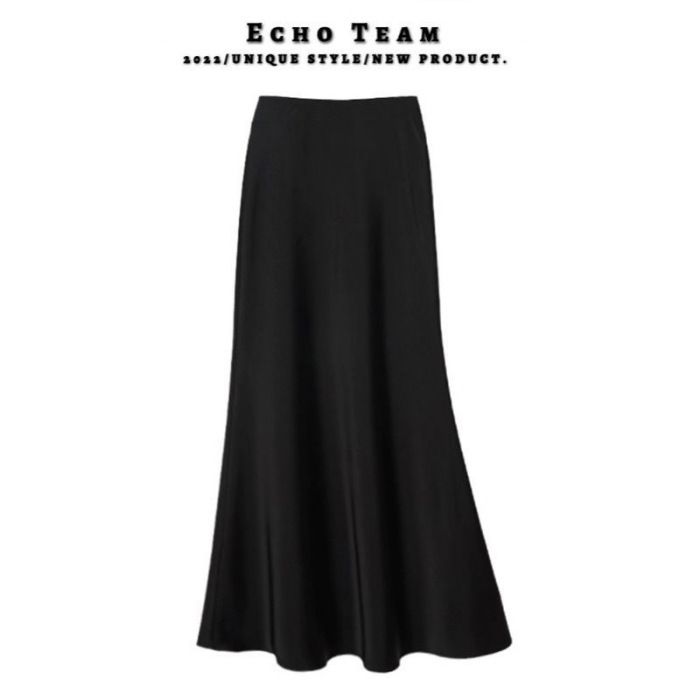 Acetate Satin Skirt Women's 2026 Spring And Summer New Drape A Word Fishtail Skirt Medium And Long Commuter Korean Version_ecoleips.com