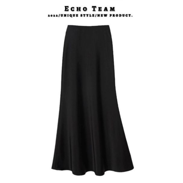 Acetate Satin Skirt Women's 2026 Spring And Summer New Drape A Word Fishtail Skirt Medium And Long Commuter Korean Version_ecoleips.com