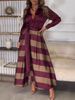 2024 European And American Cross-border Foreign Trade Autumn Women's Long Elegant Lace-up Printed Patchwork Dress_ecoleips.com