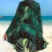 Women's Three Piece Swimsuit Set Printed Drawstring Top Long Sleeve Mesh Cover Up Boxer Briefs Fashionable Regular Fit Nylon Polyester_ecoleips.com