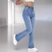 Aria Basics Factory Direct 2025 New High-Waisted Straight-Leg Light Blue Women's Jeans, Selected For Cross-Border Foreign Trade_ecoleips.com