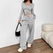 Elegant Two-Piece Set For Women – Slim Fit Long-Sleeve Top & Wide-Leg Pants, Minimalist Solid Color Outfit For Autumn/Winter_ecoleips.com