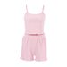 European And American Summer Knitted Comfortable Strap Shorts Pink Women's Homewear Cross-Border Skin-Friendly_ecoleips.com