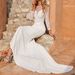 Women’s Clothing V Neck Slim Fitting One Shoulder Deep V Long Tailed Dress Dress Hollow Retro White Evening Dress_ecoleips.com