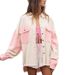 Women's Clothing Women's Casual Washed Denim Jacket Color Block Lapel Distressed Frayed Edges American Retro Style Spring Summer_ecoleips.com