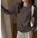 Women's Clothing Striped Long Sleeve T-Shirt Round Neck Casual Loose Fit Slimming Base Layer Top For Early Autumn_ecoleips.com