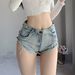 2025s 9030#2025 New Sexy Frayed High-Waisted Tight-Fitting Fun Denim Shorts For Women_ecoleips.com