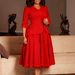 D3351 European And American Foreign Trade Women's Autumn Fashion Three-quarter Sleeve Suit Collar Solid Color Large Hem_ecoleips.com