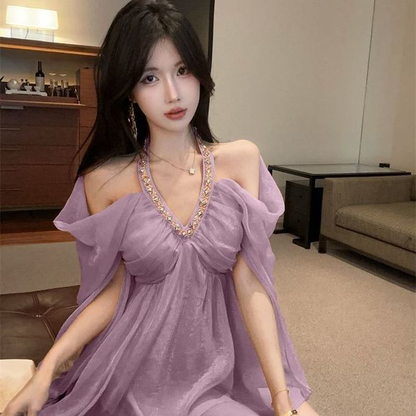 French-style Elegant Lady's Mature Sexy Off-shoulder Long-sleeve Shirt, 2025 New Sweet And Ethereal Sun-protective Top_ecoleips.com