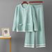 Women's round Neck Long Sleeved Knitted Cardigan with Pockets European And American Style Two Piece Set Straight Leg Trousers_ecoleips.com