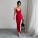 Women's Sexy Slit Bodycon Dress - Summer Sleeveless Suspender Skirt (High Split, Stretchy Fabric, Clubwear, One Step Mini Dress)_ecoleips.com