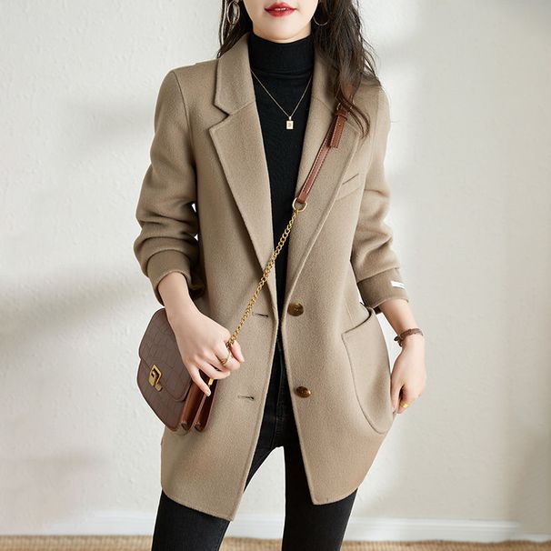 Spring New Wool Women, Short Style, Loose Fit, Fashionable Design, High-end Double-sided Woolen Coat For Women_ecoleips.com