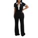 Women's Clothing Women's Fashion Elegant V Neck Short Sleeved Trousers Casual Suit_ecoleips.com
