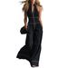 Women's Clothing Sleeveless Jumpsuit, Stand Collar Wide Leg Romper For Casual And Office Wear_ecoleips.com