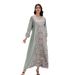 SW0843 Middle Eastern Cross-border Muslim Women's Robe With Printed Beaded V-neck And Cuffed Sleeves, Wholesale Foreign_ecoleips.com