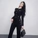 Inspired Women's Summer Two Piece Set Slim Fit Knitted Collar Vest With Metal Buckle And High-Waisted Wide Leg Pants_ecoleips.com