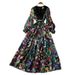 French Style, Sophisticated Floral Print Openwork Dress For Women, Spring/summer, V Neck, Lantern Sleeves, Fitted Waist, Slimming And Elegant Long Dress._ecoleips.com