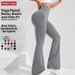 Women's Clothing Women's High-Waisted Ribbed Yoga Flared Pants Tummy Control European American Style Slightly Flared Sports Fitness Trousers_ecoleips.com