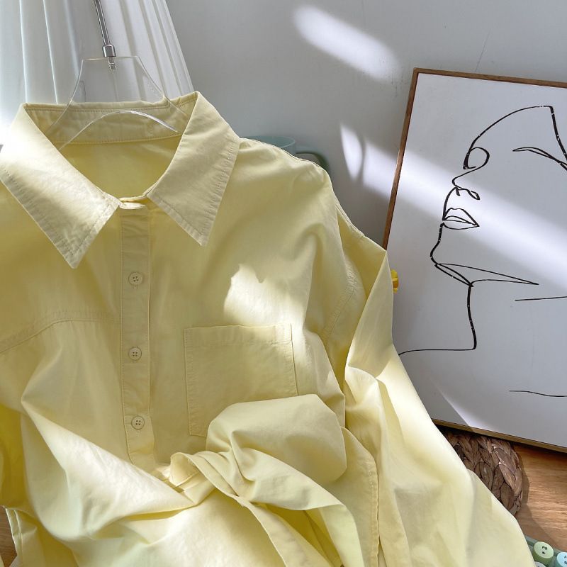 Korean-Style Women's Underlayer With Long Shirt, Solid-Color Design, Breathable And Sun-Protective, In Dopamine Color Pa_ecoleips.com
