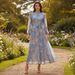 Women's Clothing Elegant High-End Women's Silk Linen A-Line Dress Long Skirt With Starry Sky Rhinestone Buttons Autumn Winter Fashion_ecoleips.com