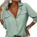 2026 Women's Flap Collar Long-Sleeve Shirt In Black, Military Green, And White For Middle Eastern Style_ecoleips.com