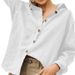 Women's Linen-Blend Long Sleeve Shirt – Oversized Relaxed Fit Button-Up For Casual & Office Wear (S-XL)_ecoleips.com