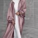 Verve 2025 New Muslim Women's Clothing Satin Puff Sleeve Robe Dubai Elegant Cardigan_ecoleips.com