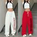 New Women's Hip Hop Dance Pants Loose Fit Streetwear Jazzy Trousers With Pockets - High Waist Stretchy Polyester Pants For Urban Fashion (Black/White/_ecoleips.com