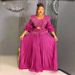 Elegant Sequin-Embellished A-Line Dress – High Waist Formal Gown With Floral Sleeves & U-Neck (Blue/White/Black/Rose Pink, Plus Size Available)_ecoleips.com