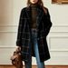 K Retro Plaid Casual Temperament Mid Length Lapel Coat Woolen Coat_ecoleips.com
