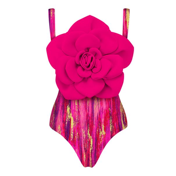 Women's Clothing One Piece Swimsuit Set With Large Flower Decoration On Chest For Women Swimsuit New Style_ecoleips.com