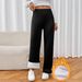 Women's Clothing Women's Autumn Winter Thermal Wide Leg Pants Fleece Lined Thickened Casual Versatile Lambswool Pants_ecoleips.com