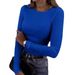 2025 Autumn New Product Fashion Women's Long Sleeve Elastic Round Neck Ribbed Slimming T-shirt Top_ecoleips.com