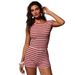 Women's Clothing Striped Tank Top And Shorts Set Summer Knitted 2-Piece Outfit Hot Pants And Top Combo_ecoleips.com