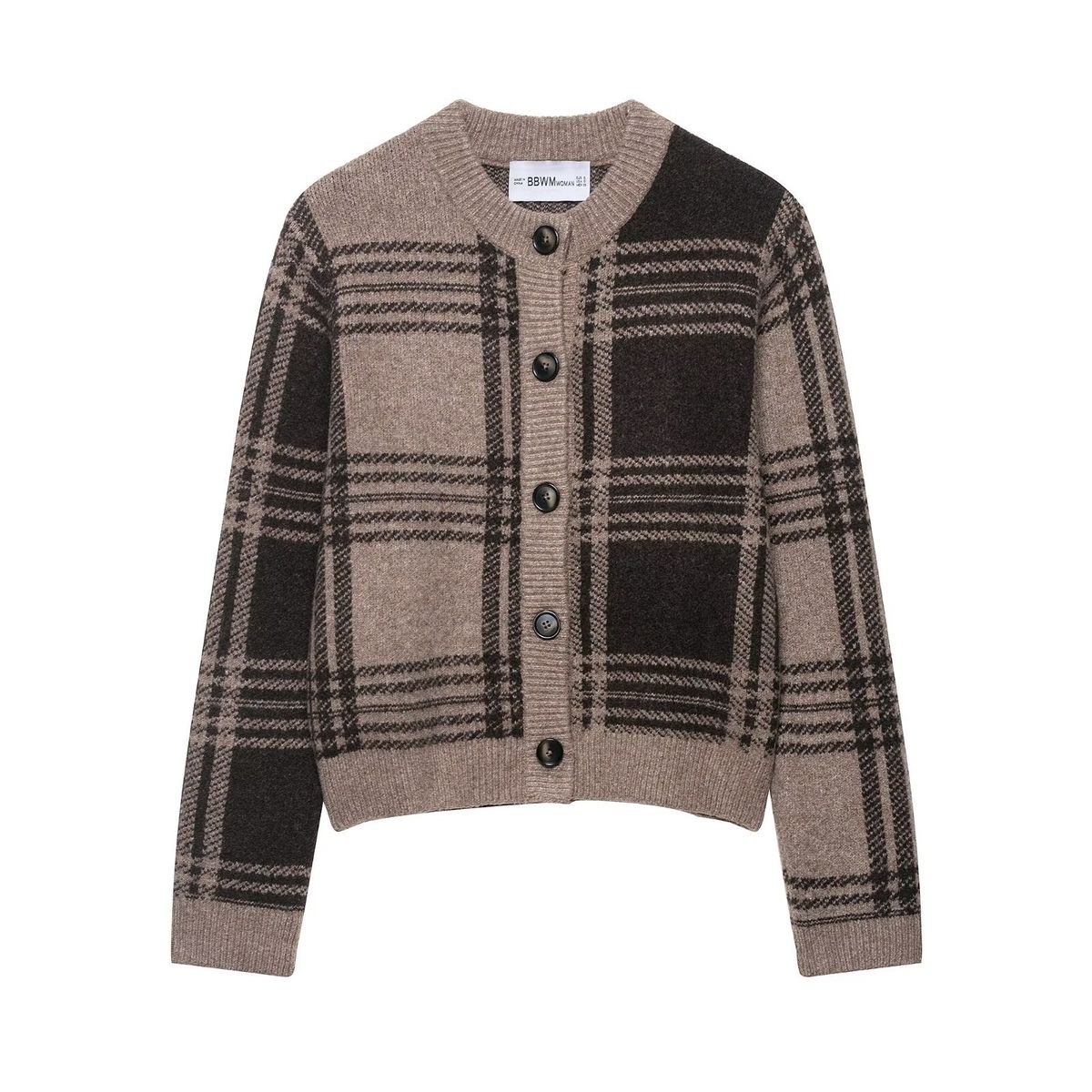 Women's Plaid Knit Cardigan – Long Sleeve Open Front Sweater Coat (S-L, Classic Checkered Pattern)_ecoleips.com