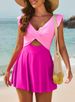 Women's Clothing New One Piece Lotus Leaf Cross Skirt Split Swimsuit Swimsuit Female Tankini_ecoleips.com